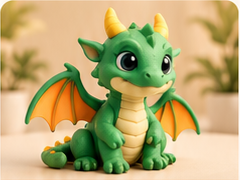 Brumi, dragão verde da coleção Núvria