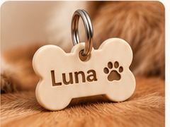 Identificação personalizada em formato de osso para animais