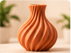 Vaso escultórico laranja impresso em 3D